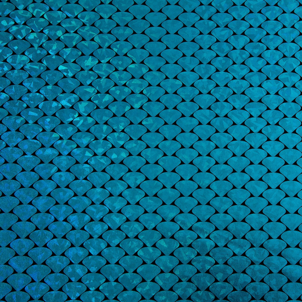 Cosplay by Yaya Han Metallic Turquoise Holographic Mermaid Scales All Way Stretch Jersey Fabric